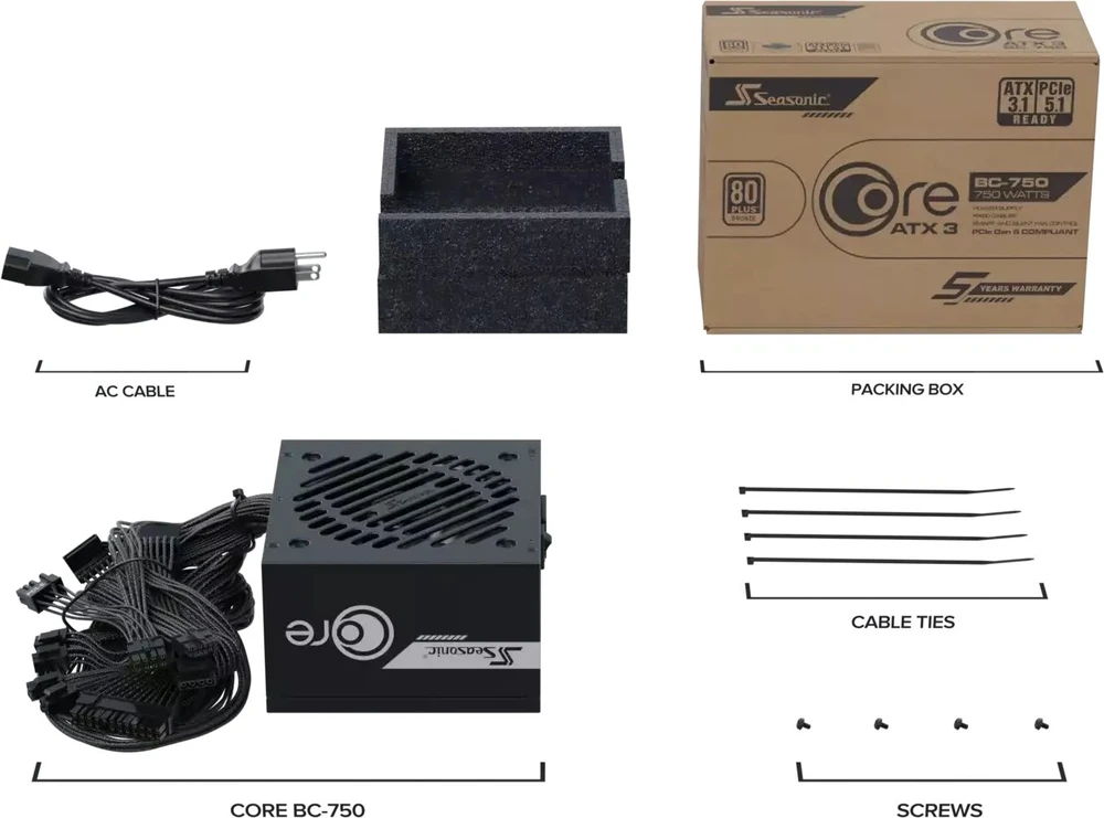750 W „Seasonic Core BC-750 ATX3“