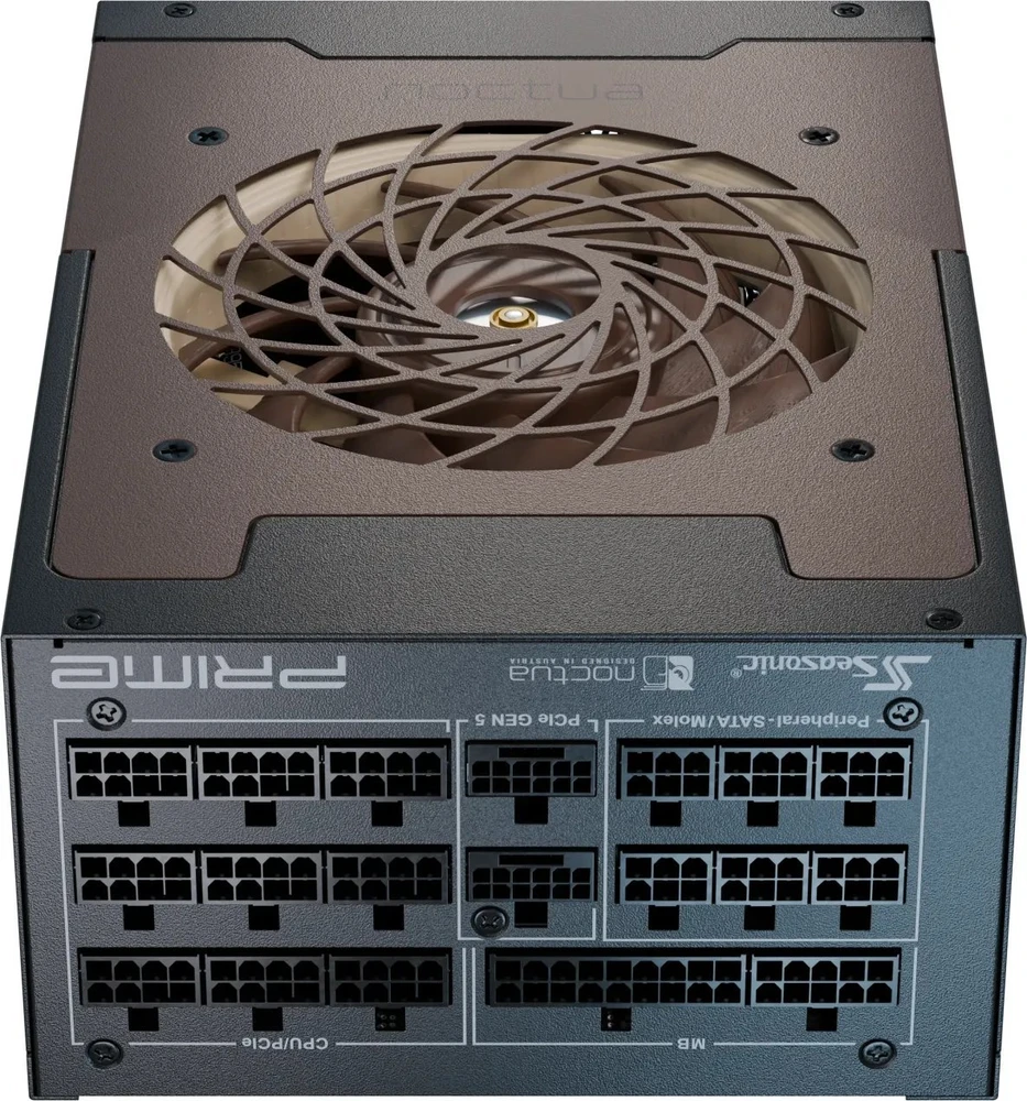 „Seasonic Prime TX-1600 Noctua Edition“ maitinimo šaltinis, „80 PLUS Titanium“, modulinis, ATX 3.1, PCIe 5.0 × 1600 vatų