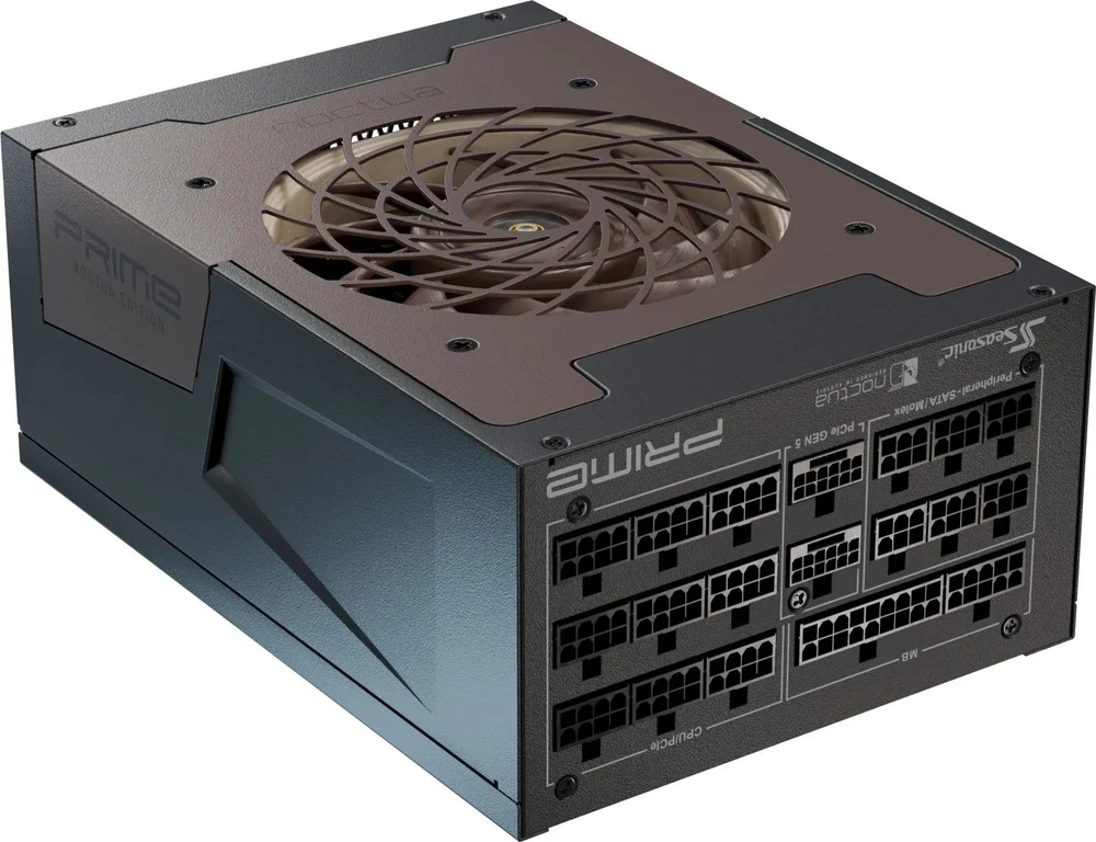„Seasonic Prime TX-1600 Noctua Edition“ maitinimo šaltinis, „80 PLUS Titanium“, modulinis, ATX 3.1, PCIe 5.0 × 1600 vatų