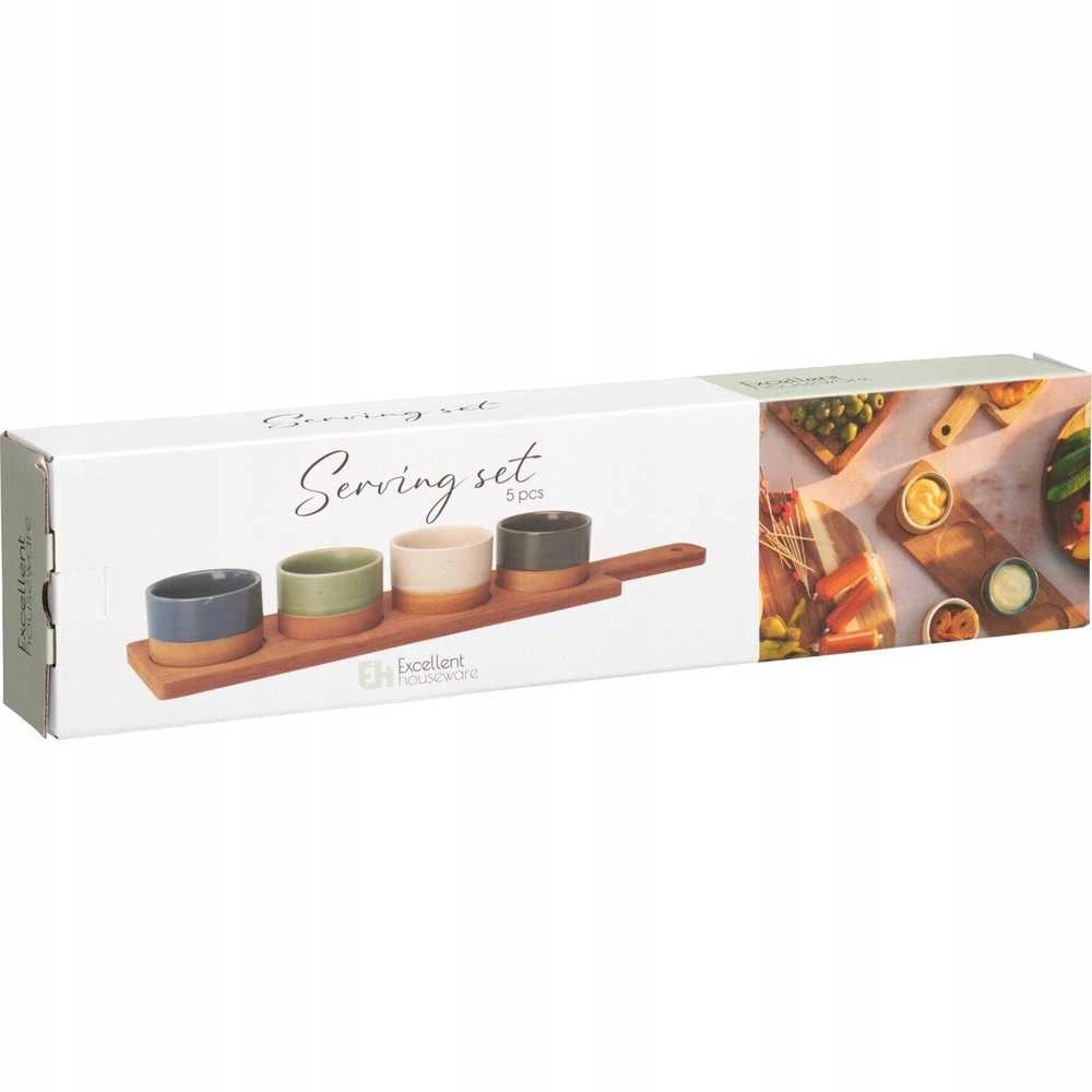 Secret De Gourmet PIECES Keraminiai užkandžių dubenėliai VOYO, 4 vnt. stačiakampiame padėkle.