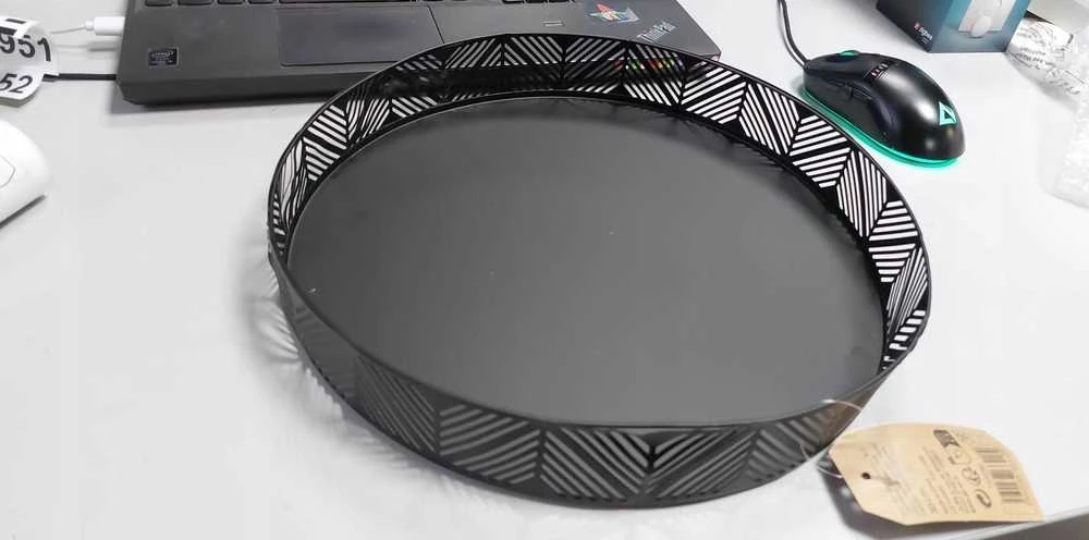 Style Dekoratyvinis padėklas, Boho stiliaus virtuvei, juodas, skersmuo 30 cm - Secret de Gourmet