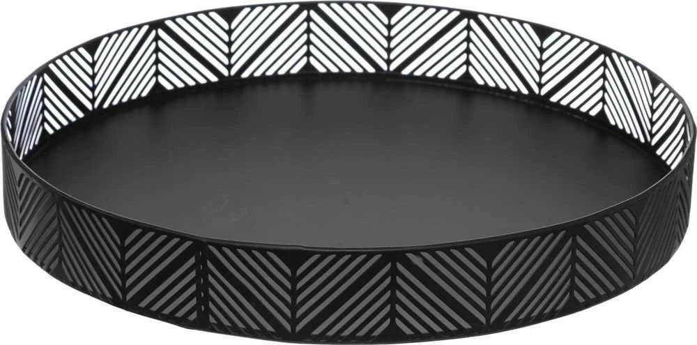 Style Dekoratyvinis padėklas, Boho stiliaus virtuvei, juodas, skersmuo 30 cm - Secret de Gourmet