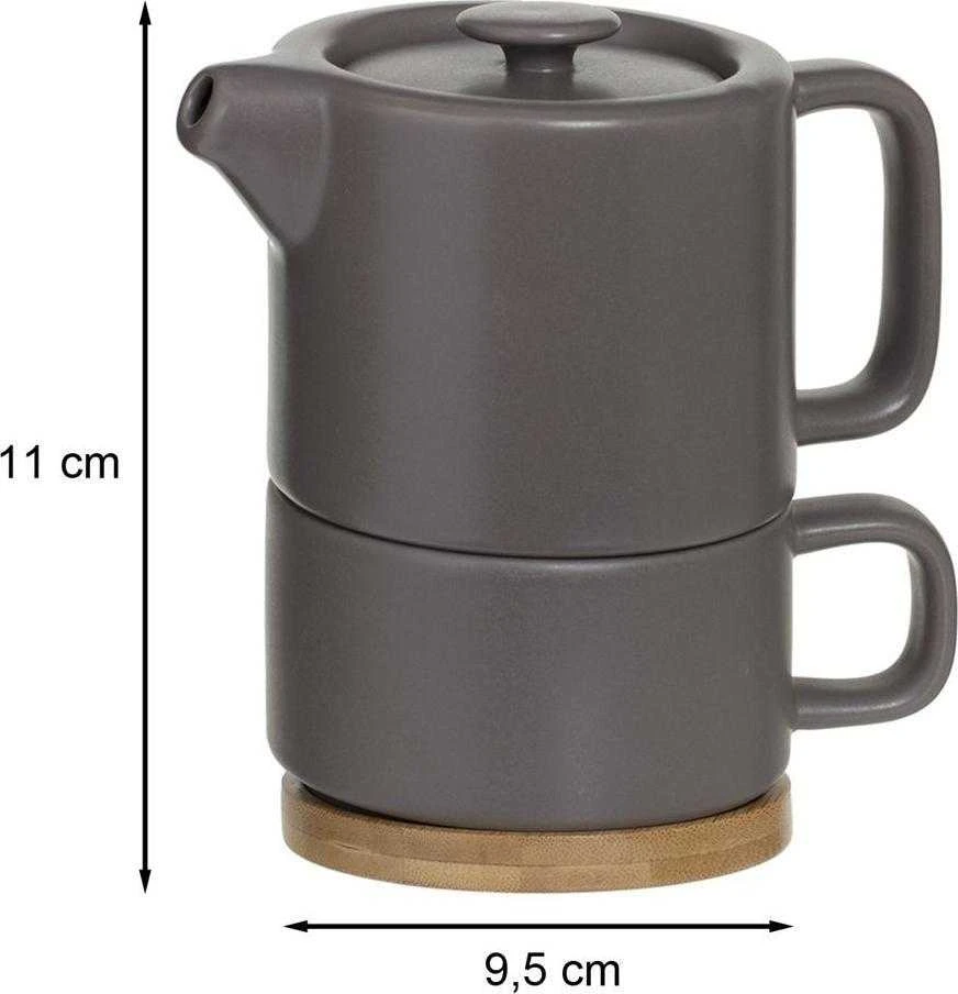 Secret De Gourmet Arbatinukas su NATURAL puodeliu, 400 ml, pilka spalva