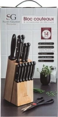 Secret de Gourmet Medinis peilių ir galandimo rinkinys, 13 elementų rinkinyje