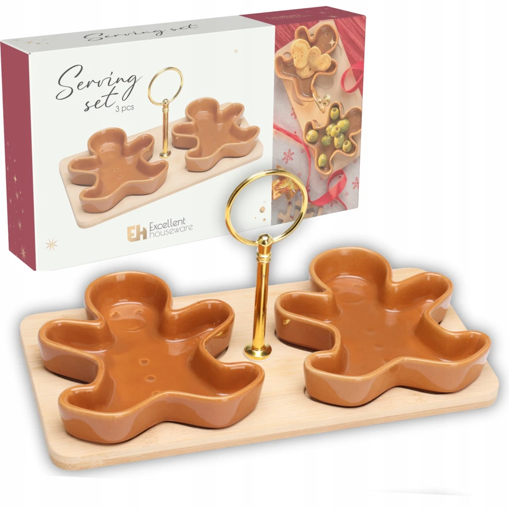 Secret De Gourmet PIECES Užkandžių dubenėliai ant bambukinės lentos ZIMORA meduoliniai sausainiai, 3 vnt.