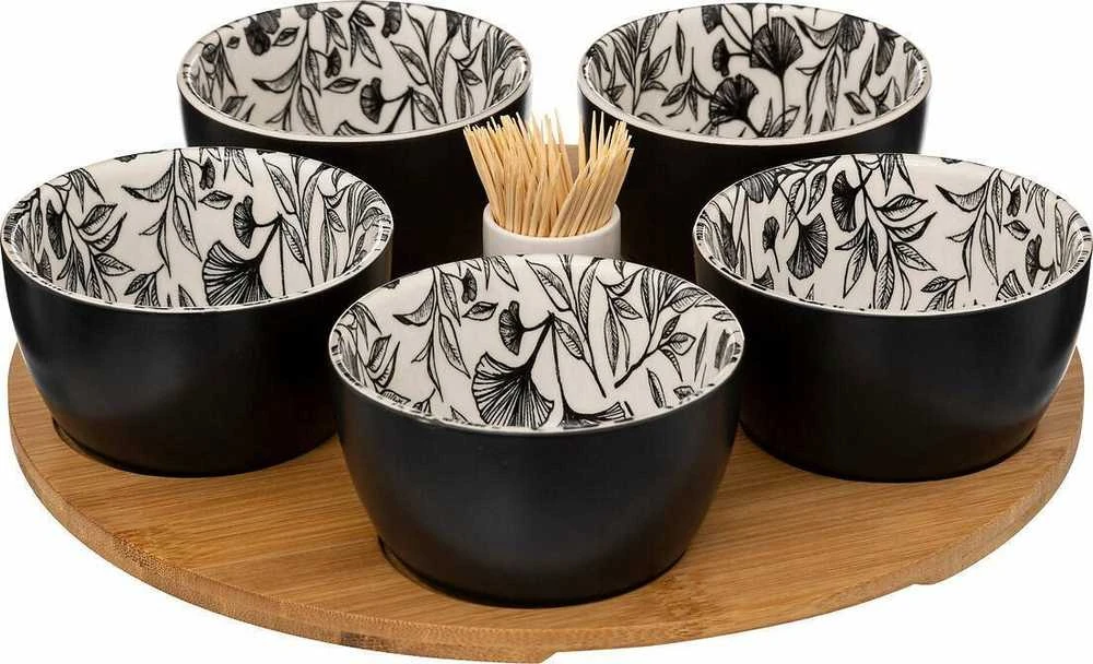Secret De Gourmet FLORAL Snack Bowls, ant medinio padėklo, 5 dubenėliai, 70 ml