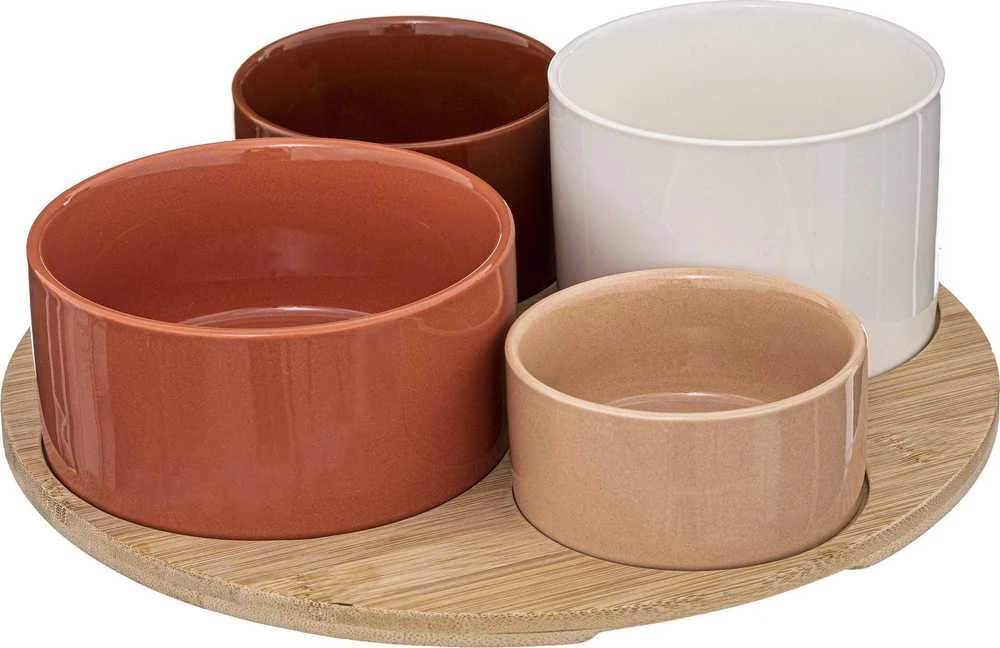 Secret De Gourmet PIECES Užkandžių serviravimo rinkinys, bambuko stovas, 5 dalys