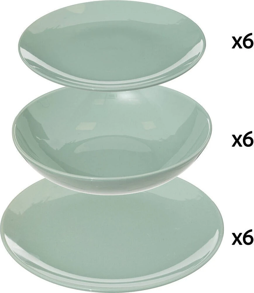 Secret De Gourmet COLORAMA pietų rinkinys 6 asmenims, mėtų spalvos, 18 elementų