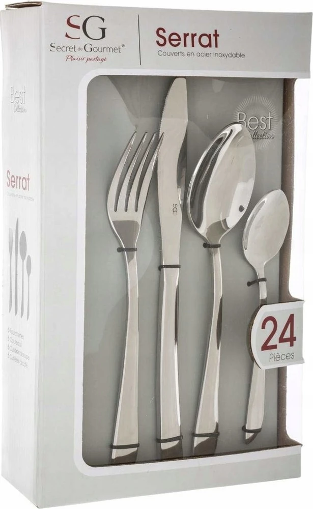 Secret De Gourmet Steel Virtuviniai stalo įrankiai, rinkinys iš 24 elementų iš nerūdijančio plieno, kurie yra nepamainomas virtuvės įrangos elementas