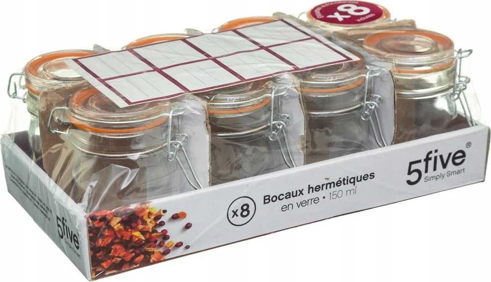 Secret De Gourmet PIECES Stiklinis indas su dangteliu ir spaustuku, 150 ml, 8 vnt