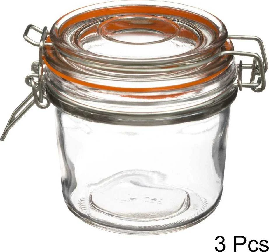 Secret De Gourmet PIECES Stiklinis indas su dangteliu ir spaustuku, 350 ml, 3 vnt