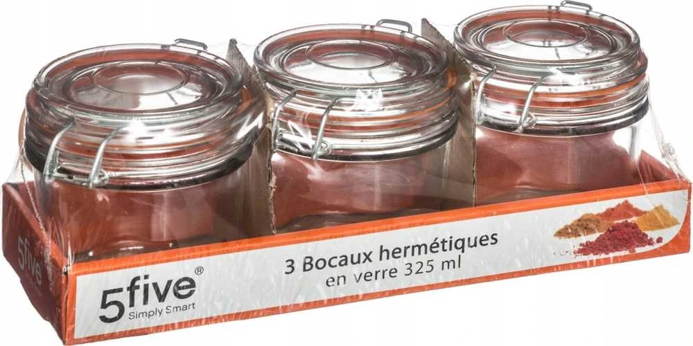 Secret De Gourmet PIECES Stiklinis indas su dangteliu ir spaustuku, 350 ml, 3 vnt