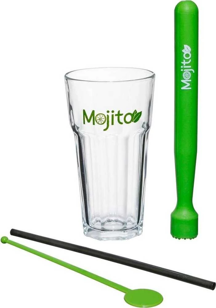 Secret De Gourmet Mojito rinkinys 13 vnt kokteilių taurės 330 ml Muddler maišytuvo šiaudeliai