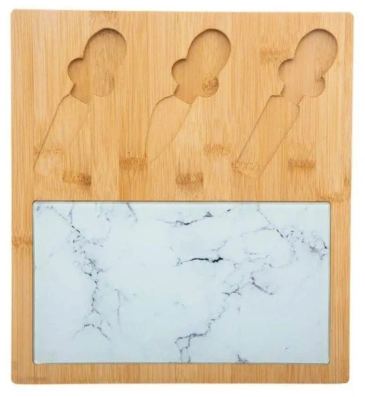 „Secret de Gourmet“ sūrio serviravimo lėkštė su peiliais, 5 dalys, 30x28 cm
