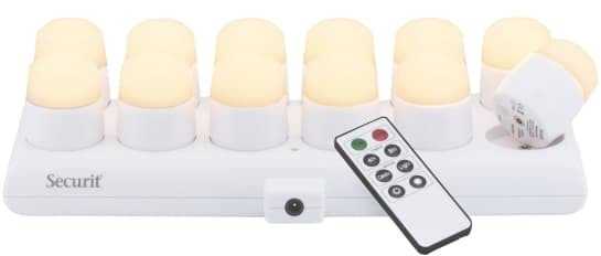 Securit Securit® AMSTERDAM LED Fyrfadslys 12 stk. + ladest., hvidt lys