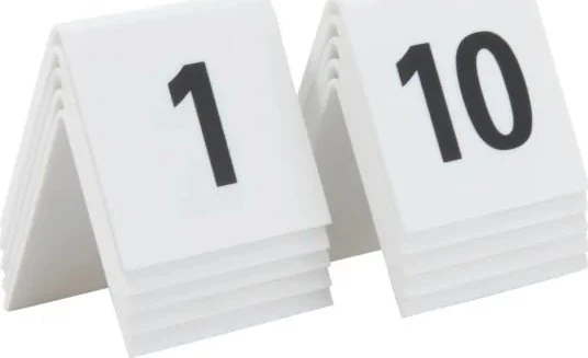 Securit Bordskilt nr 1-10 5x4x5 cm Akryl Hvid,10 stk/ps - (10 stk.)