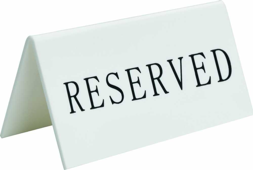 Securit Lentelė RESERVED kieta balta akrilo 5 vnt./pak. (5 vnt.)