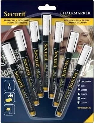 Securit Chalkmarker balta 1-2mm 7stk/pak (7 stk.)