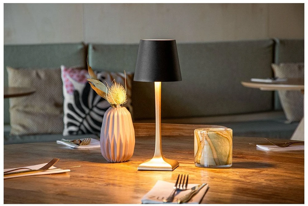 Lampa stołowa Securit Securit® LED bordlampe ROMA, ledningsfri og genopladelig, gylden/sort