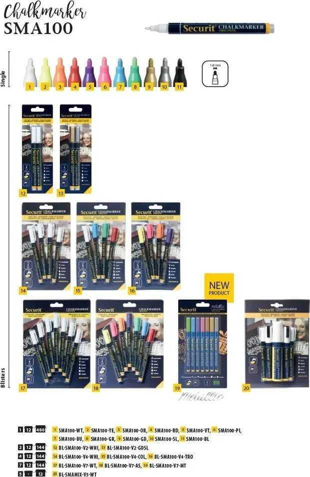 Securit Securit BL-SMA100-V7-MT, Mėlyna, Gold, Žalias, Rožinė, Violetinė, Sidabrinis, 7 pc(s)