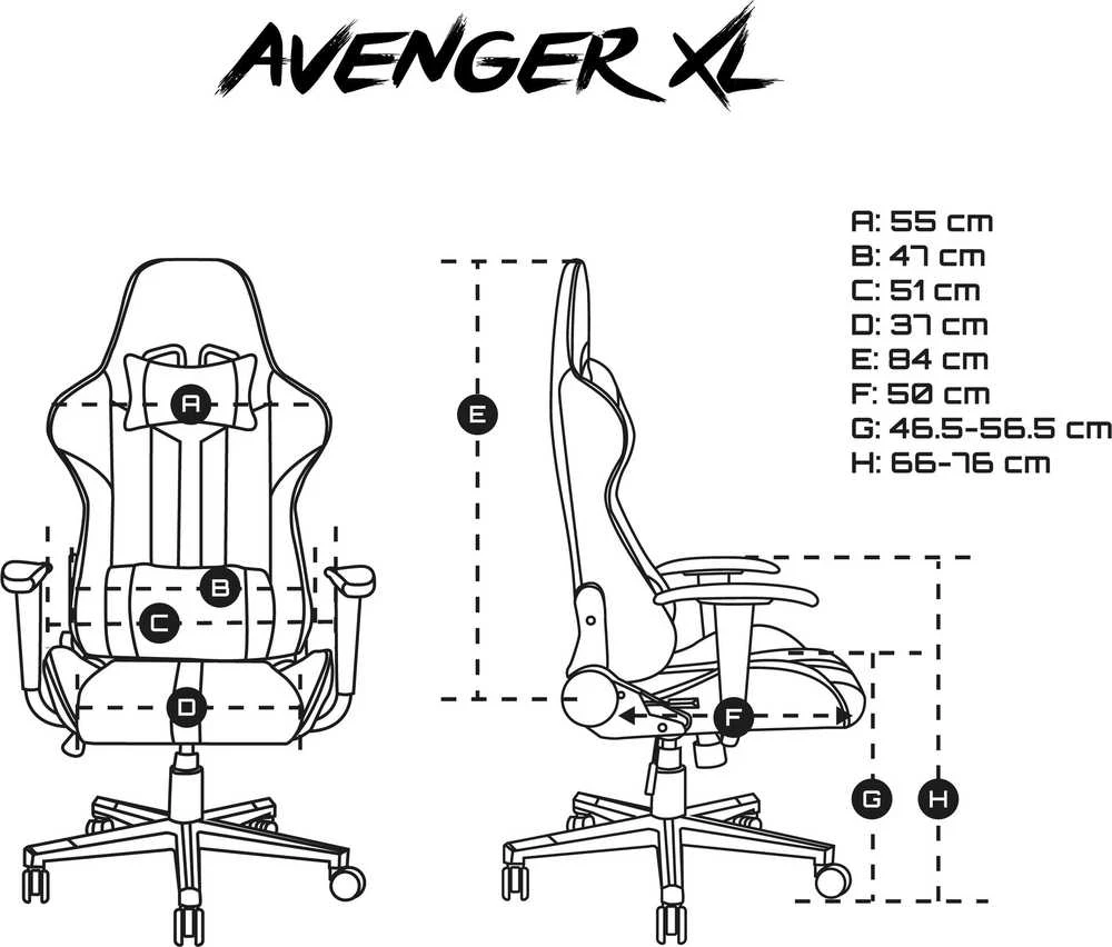 Fury žaidimų kėdė Avenger XL, Balta/juoda