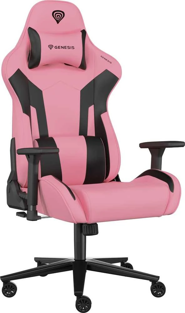 Genesis Gaming Chair Nitro 720 Atlošo apmušalų medžiaga: Eko oda, Sėdynės apmušalų medžiaga: Eko oda, Pagrindo medžiaga: Metalas, Ratukų medžiaga: Nailonas su CareGlide danga | Juodas/Rožinė