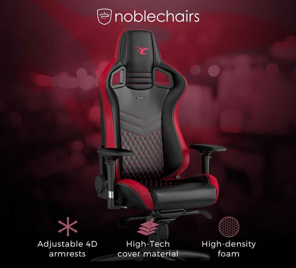 Žaidimų kėdė Noblechairs EPIC mousesports Edition PU-Leather Gaming Chair, Juoda-raudona