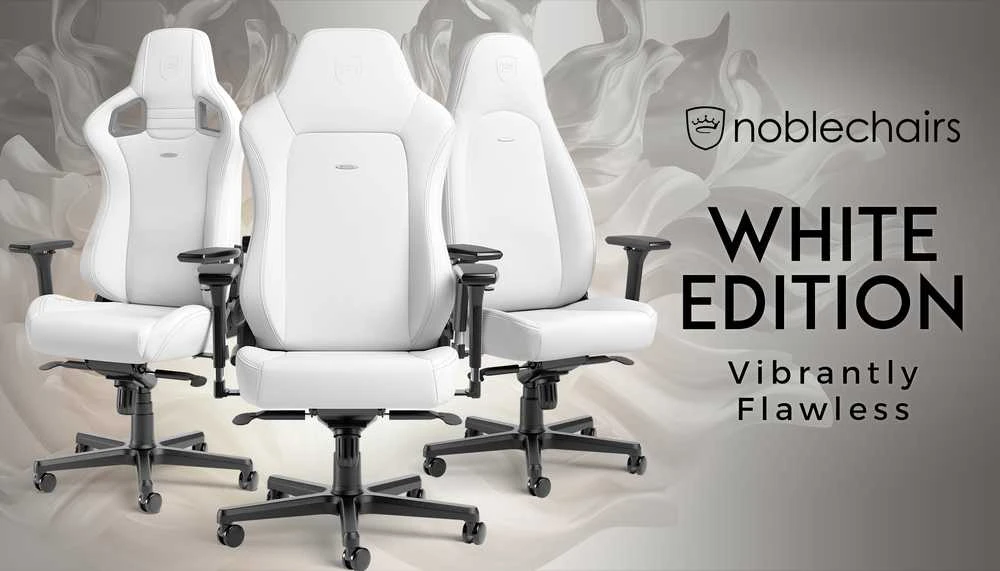 Žaidimų kėdė Noblechairs HERO High-tech faux leather Gaming Chair, Baltas Edition