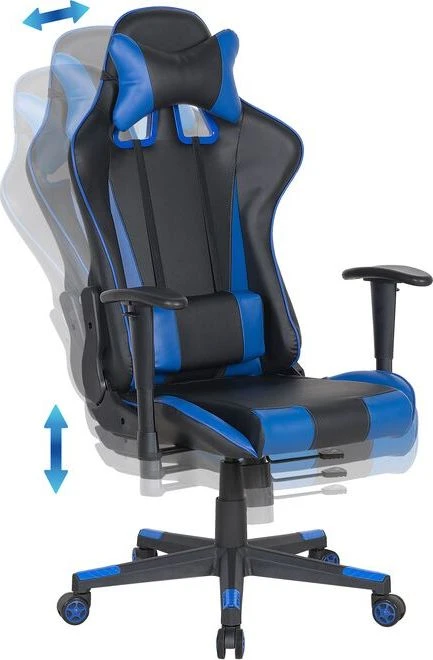 Beliani Birojo kėdė GAMER ekologiška oda tamsiai mėlyna
