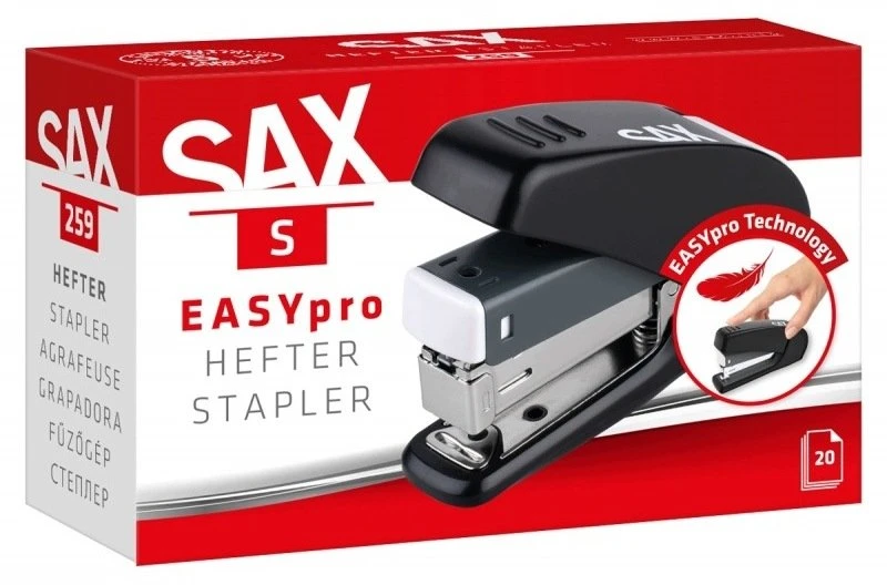 Segtuvas SAX 259 EasyPro S, susegą iki 20 lapų, 24/6, 26/6, juodas (ISAXE259-05)