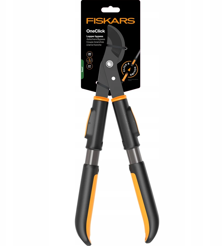 Fiskars Sekator Žirklinės genėjimo mašinos, trumpos, nuimama rankena, ilgis 494 mm, vieno paspaudimo