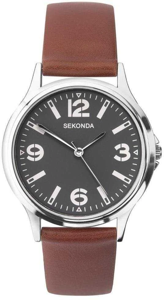 Laikrodis Sekonda , , Quartz Leather Strap Watch, 1682.82, For Men For Men