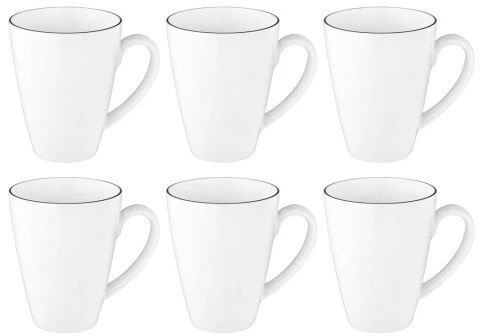 Select 6 puodelių su ąselėmis rinkinys, 350 ml, SELTMANN LIDO Juodas LINE