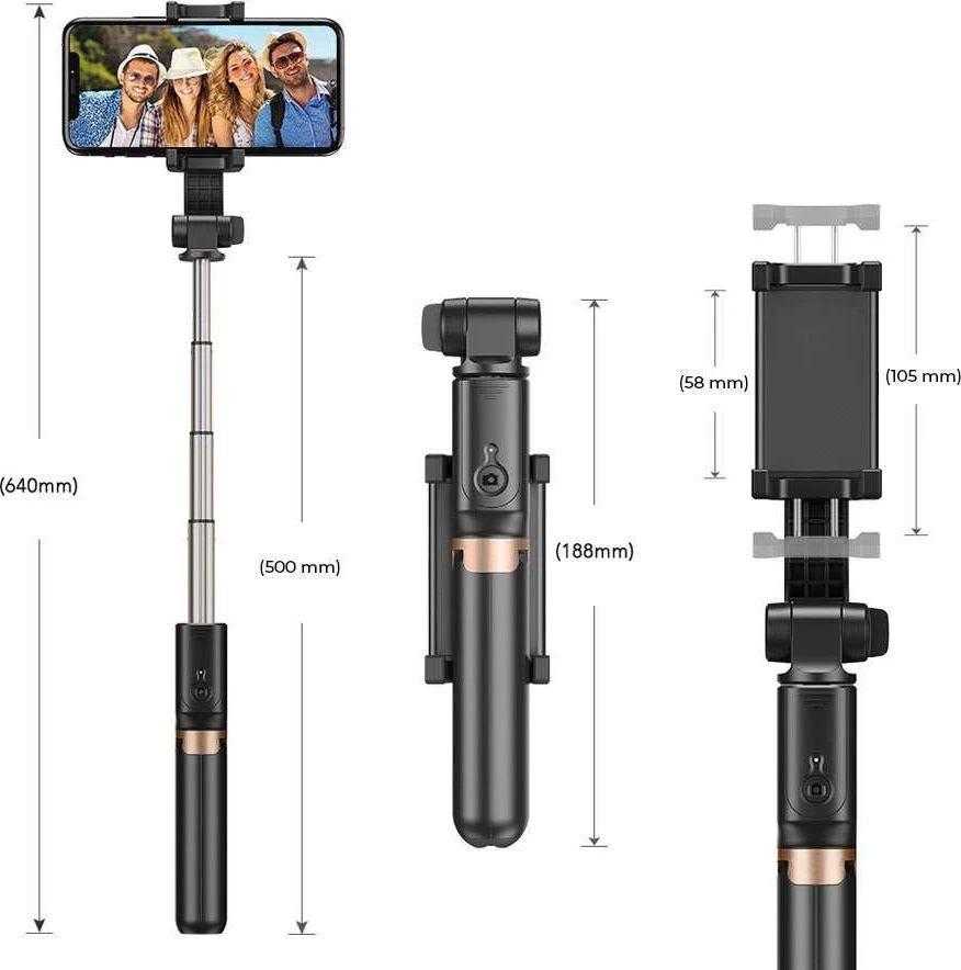 Telefono Objektyvas - Apexel APL-D6 3-in-1 Trikojis Gimbal Selfie Laikiklis