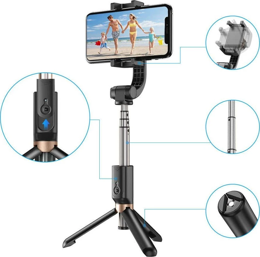 Telefono Objektyvas - Apexel APL-D6 3-in-1 Trikojis Gimbal Selfie Laikiklis