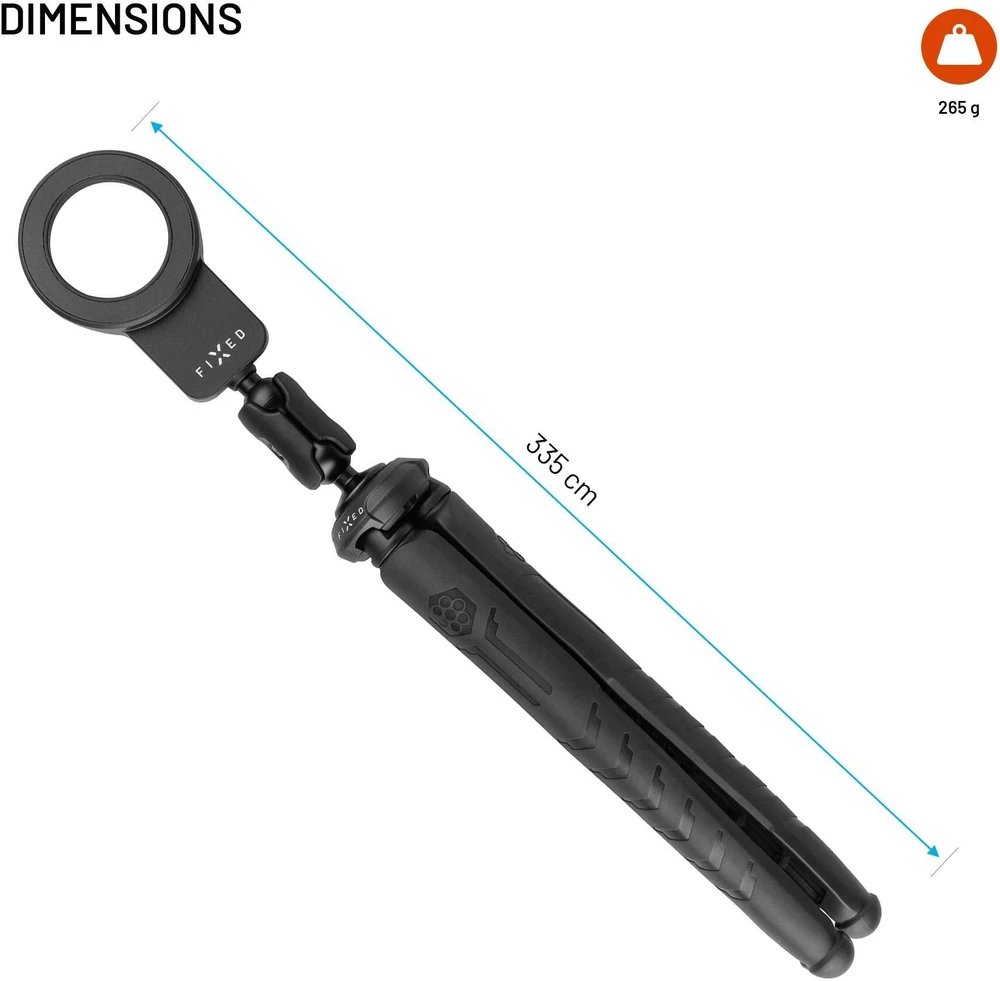 Selfie stick Fixed Elastyczny statyw Creator su magnetycznym laikikliu na telefon 1/4'' MagSafe juoda