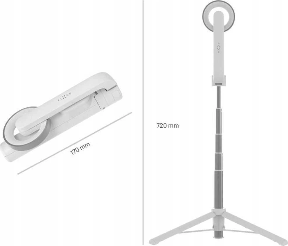 Fixed Ištaisyta | Asmenukių lazda su trikoju | MagSnap | Bluetooth | Baltas | 72 cm | Aliuminio lydinys, ABS, PC | 170 g