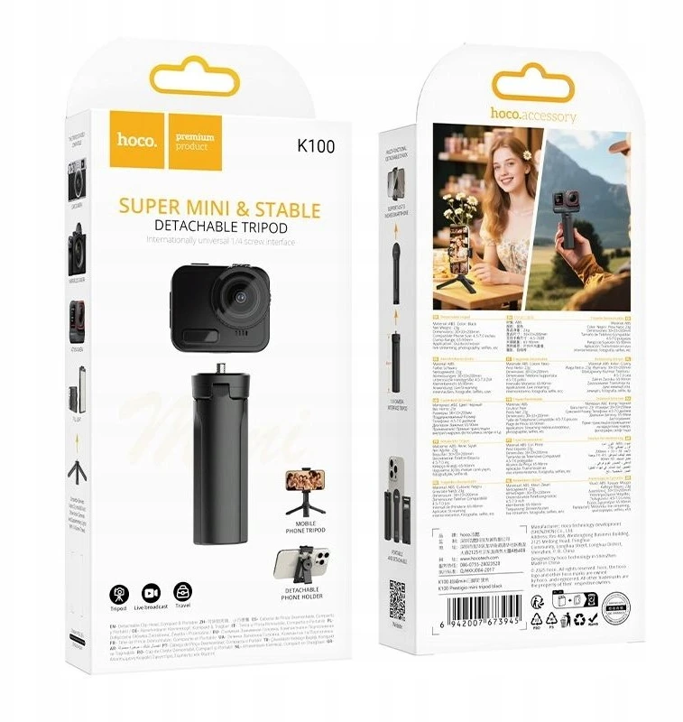 Selfie stick tripod Hoco K100 juodas