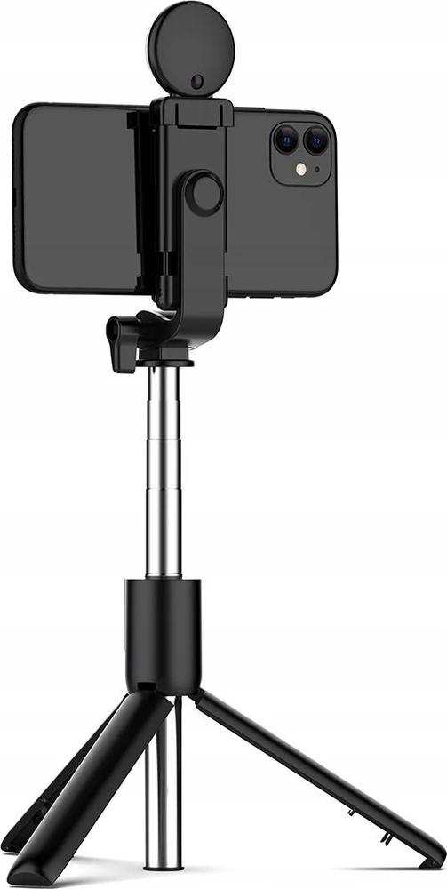 Hurtel Asmenukių lazda WH1YXS telescopic tripod 1m with round lamp and phone holder - juodos spalvos