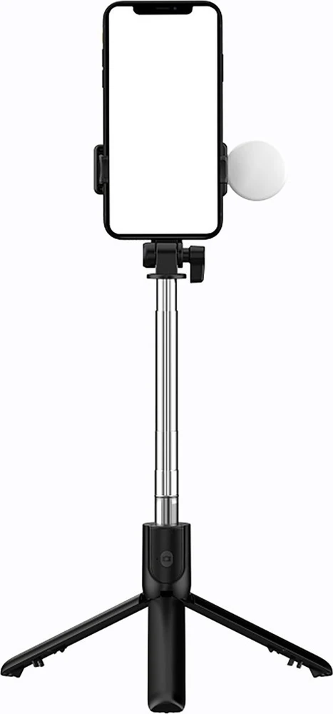 Hurtel Asmenukių lazda WH1YXS telescopic tripod 1m with round lamp and phone holder - juodos spalvos