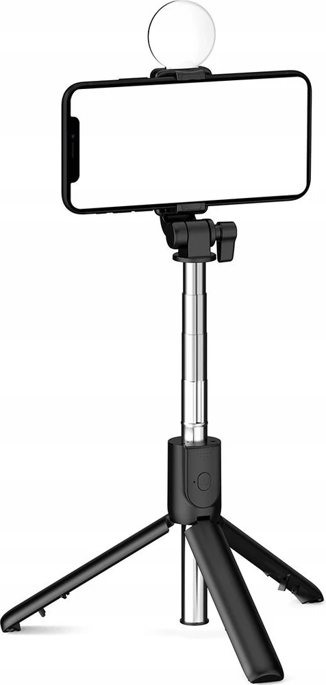 Hurtel Asmenukių lazda WH1YXS telescopic tripod 1m with round lamp and phone holder - juodos spalvos