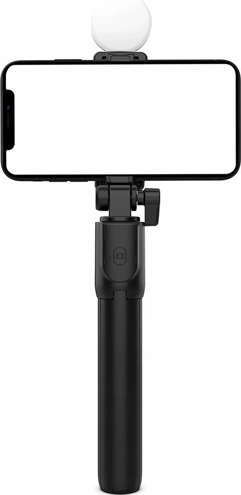Hurtel Asmenukių lazda WH1YXS telescopic tripod 1m with round lamp and phone holder - juodos spalvos