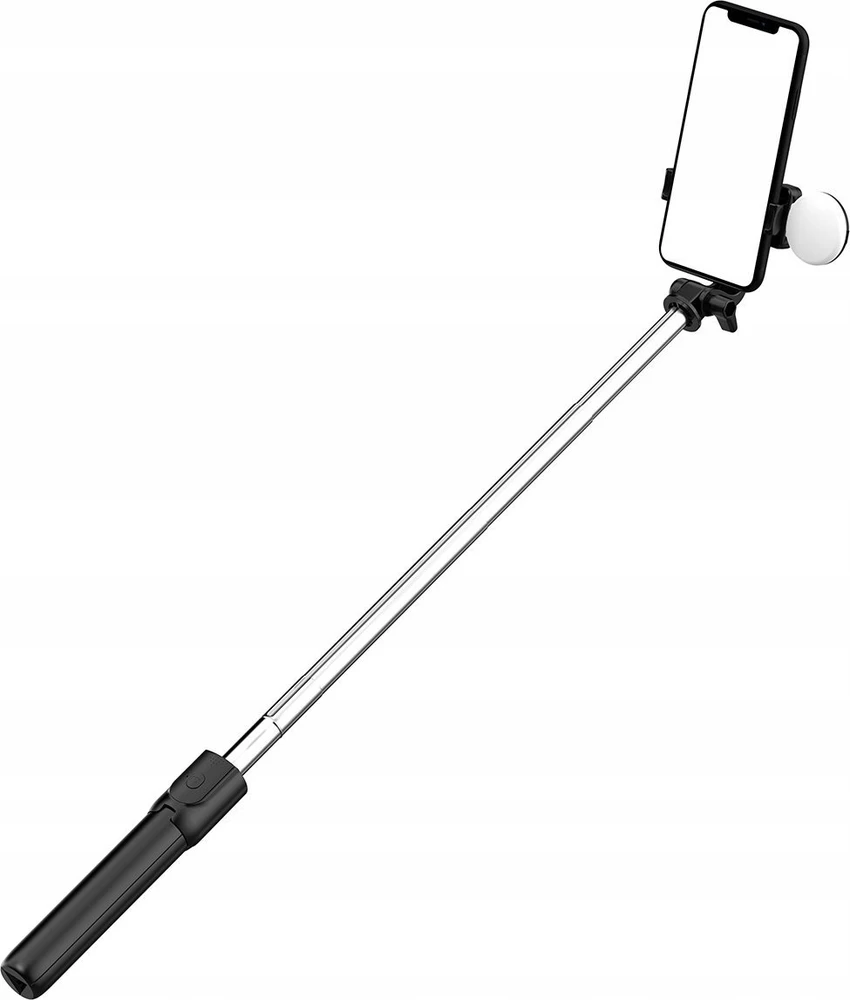 Hurtel Asmenukių lazda WH1YXS telescopic tripod 1m with round lamp and phone holder - juodos spalvos