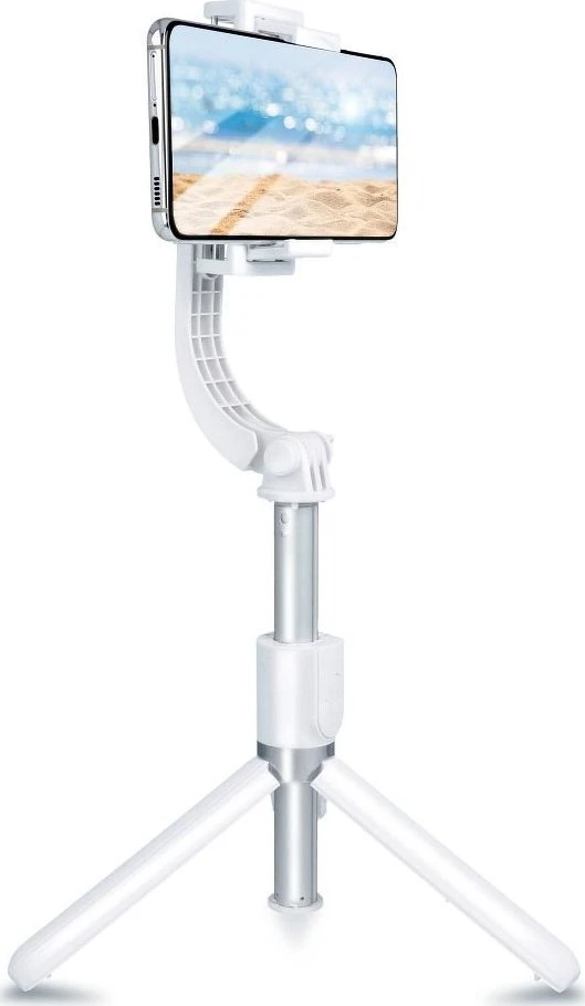 OEM asmenukių lazda su belaidžiu nuotolinio valdymo pultu ir trikoju bei stabilizatoriumi GIMBAL SSTR-L08 baltas