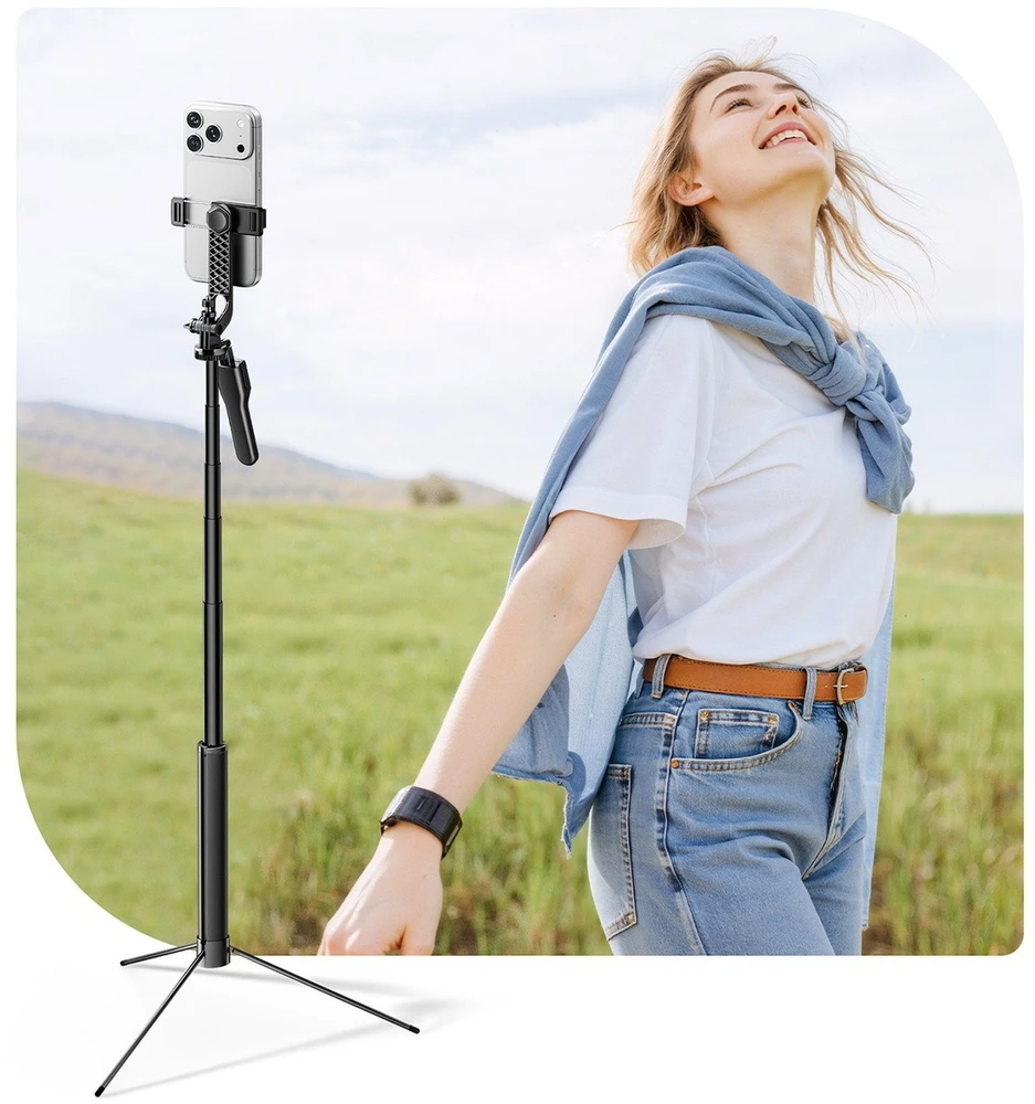 Asmenukių lazda Orico SPM170 trikojis 1/4 colio telefono kamerai, Bluetooth 5.2 - juodas