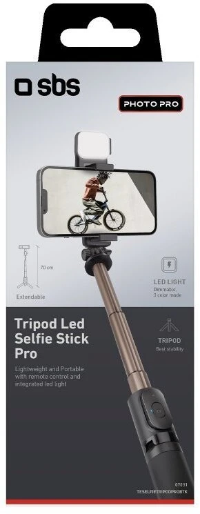 Asmenukių lazda SBS Mobile asmenukių lazda su trikoju ir LED šviesa