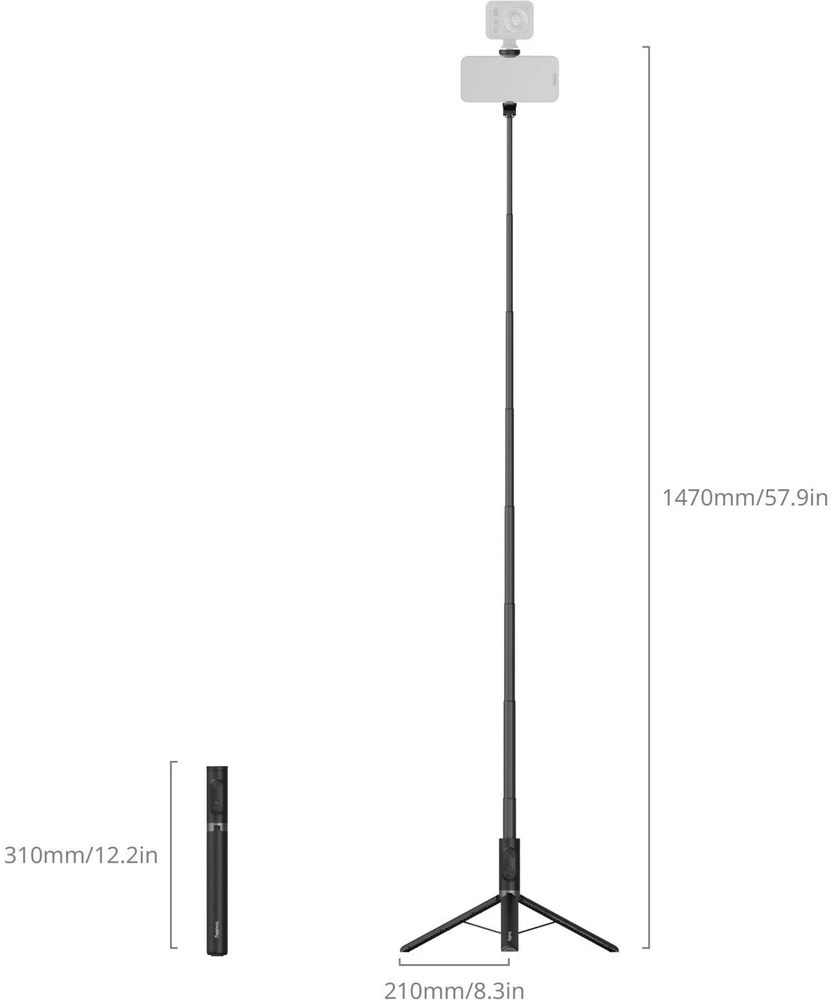 „SmallRig 5291 ST30 Lite“ asmenukių lazdelės trikojis su vieno paspaudimo išskleidimu