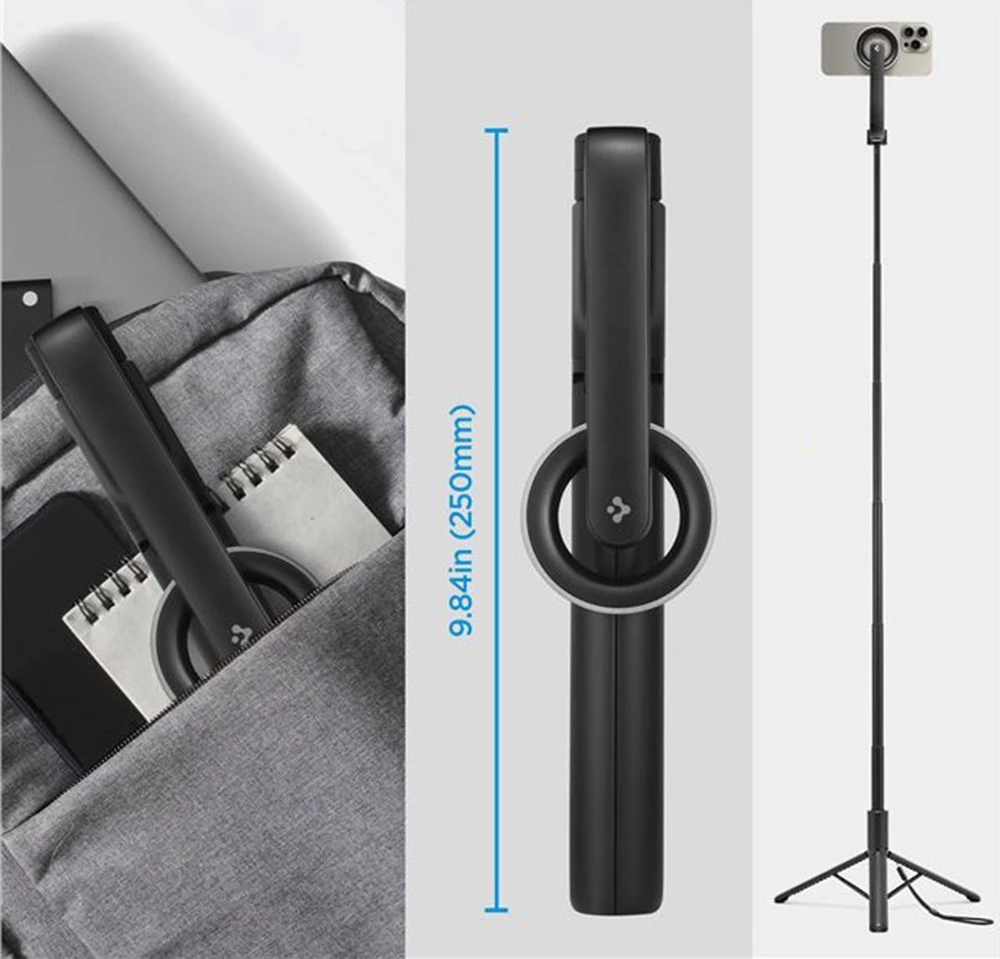Spigen S580W MagSafe Bluetooth asmenukių lazda su trikoju – juodos spalvos