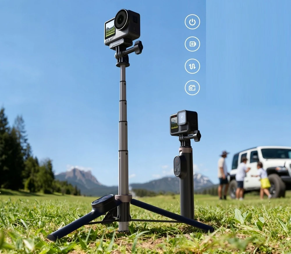 null Savaiminio atvaizdo lazda - Telesin TE-RCSS-001 60 cm Išsitempianti Su „Bluetooth“ Nuotoliniu Pultu