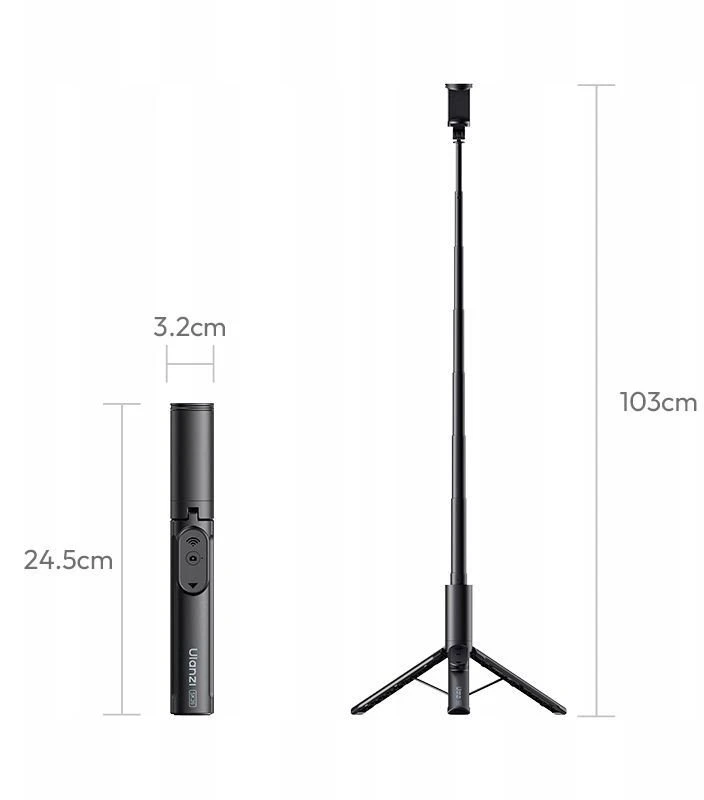 Asmenukių lazda Ulanzi Trikojis asmenukių lazda 103 cm 2in1 + Nuotolinio valdymo pultas 10 m telefono laikiklis Ulanzi / Sk26 / SKU: S015